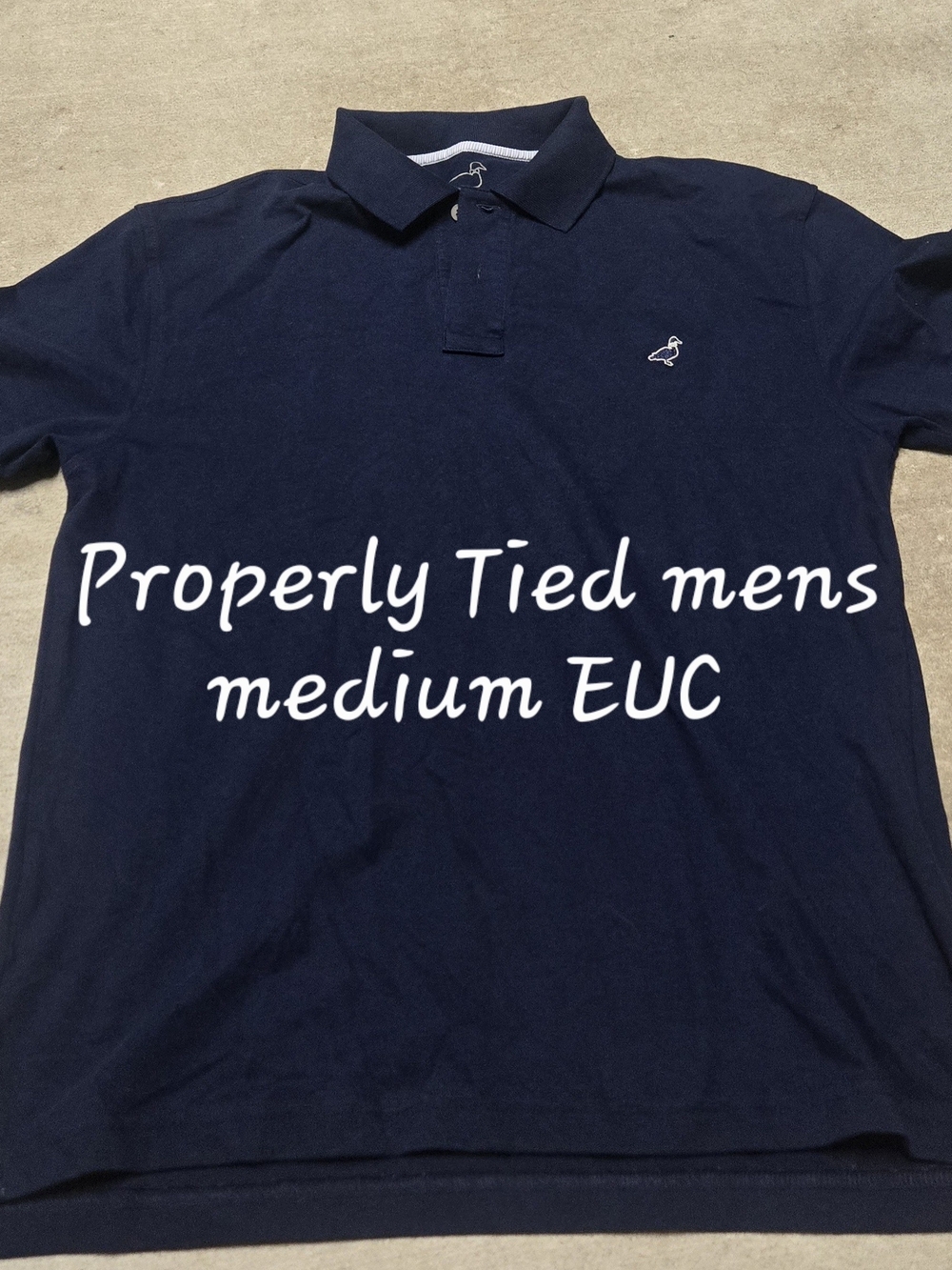 Men's Navy Polo Properly Tied Shirt Medium